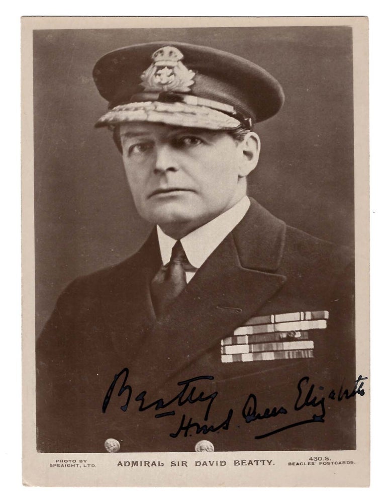 A First World War photographic postcard featuring a portrait of Admiral of the Fleet David...