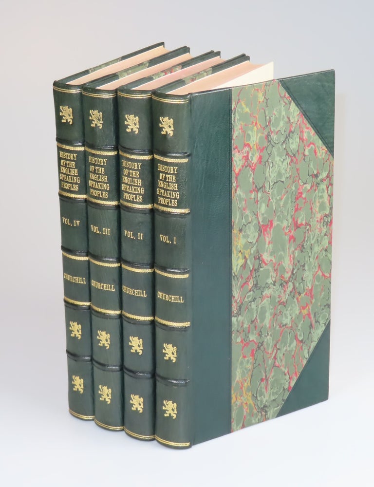 A History of the English-Speaking Peoples, a full set of four first editions finely bound in...