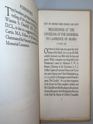Proceedings at the Unveiling of the Memorial to Lawrence of Arabia