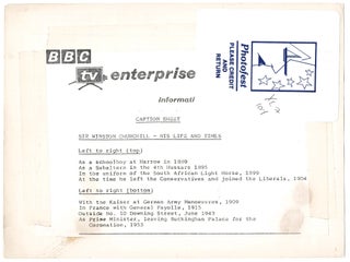 SIR WINSTON CHURCHILL - HIS LIFE AND TIMES - A 1964 eight-part composite photographic portrait of Winston S. Churchill prepared for promotion of the BBC-TV's programme "90 YEARS ON" broadcast on the eve of Sir Winston S. Churchill's ninetieth birthday, the photograph accompanied by the original BBC caption and information sheet