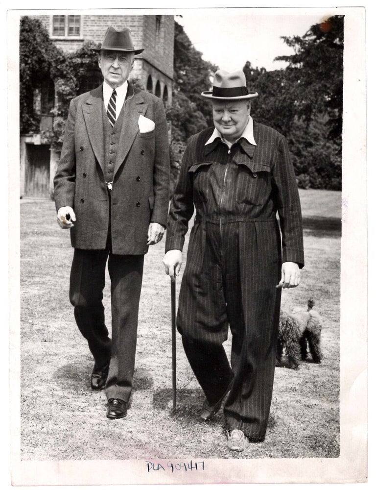BARUCH VISITS CHURCHILL - An original press photograph of Winston S. Churchill and his old...