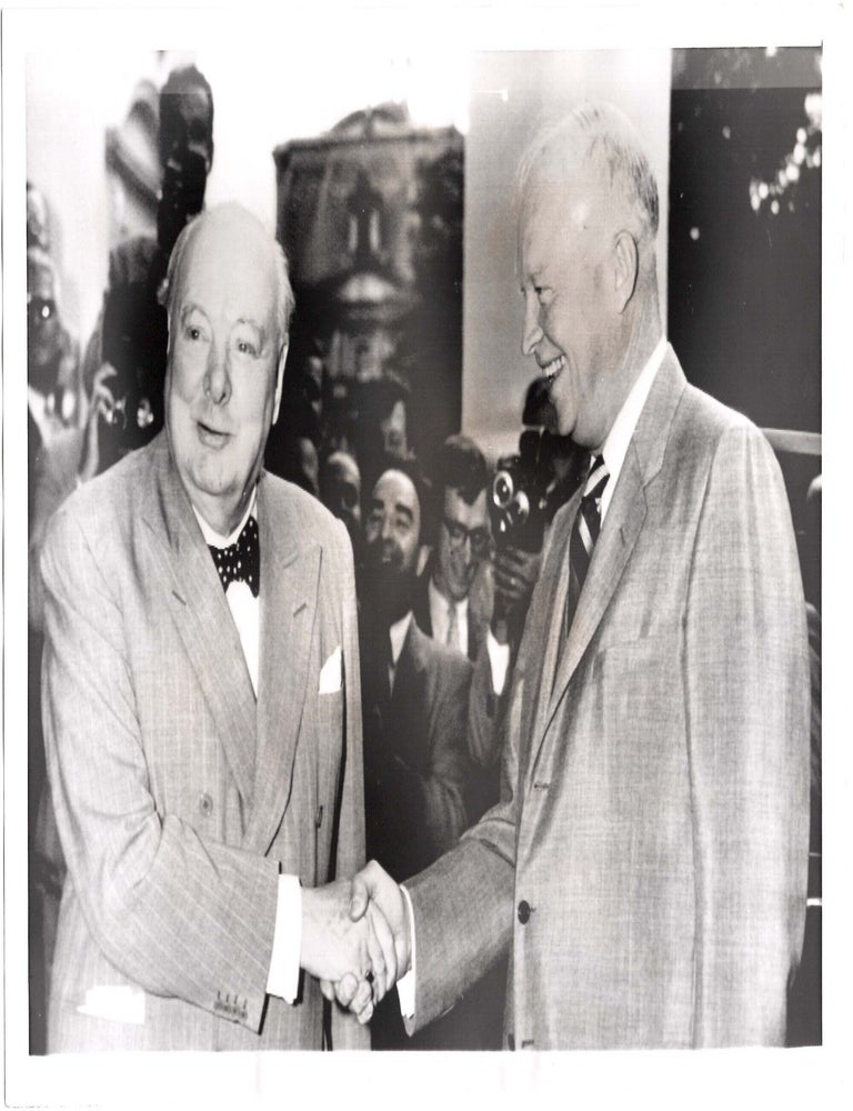 IKE, CHURCHILL END TALKS - An original press photograph of Prime Minister Sir Winston S....