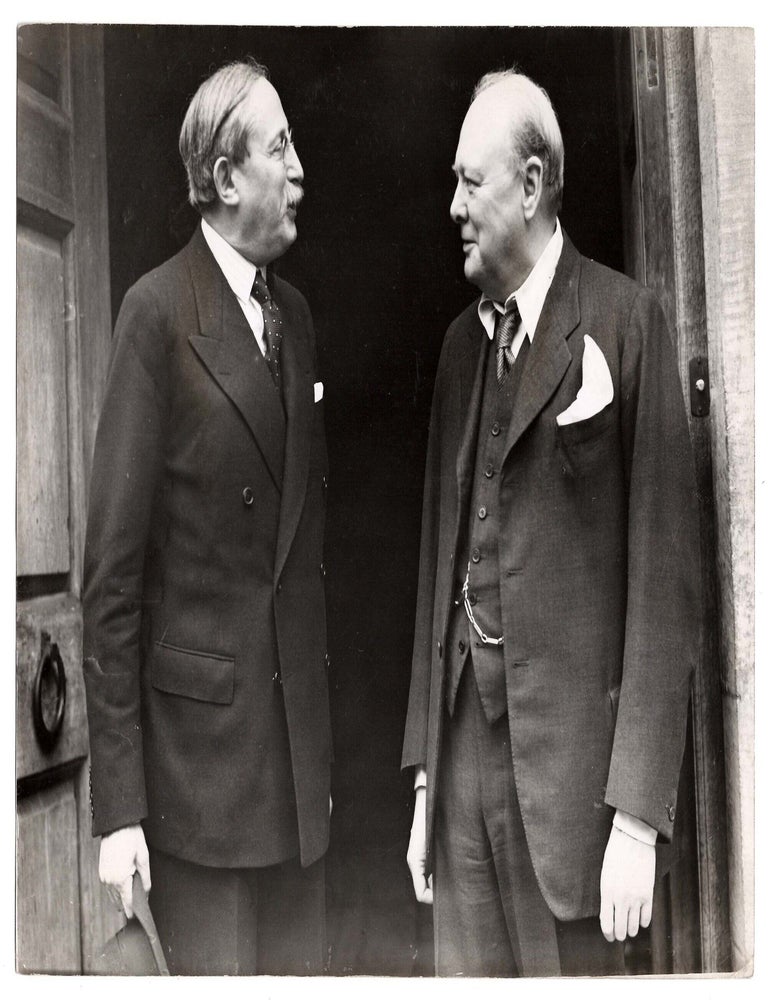 An original press photograph of Winston S. Churchill with former French Prime Minister L&eacute;on Blum...