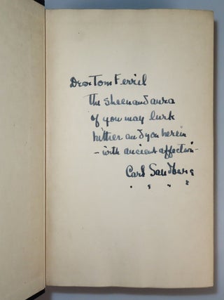 Remembrance Rock, an author's presentation copy compellingly inscribed by Carl Sandburg in the year of publication to his close friend and fellow poet, Tom Ferril