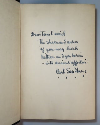 Remembrance Rock, an author's presentation copy compellingly inscribed by Carl Sandburg in the year of publication to his close friend and fellow poet, Tom Ferril