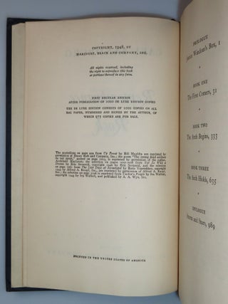 Remembrance Rock, an author's presentation copy compellingly inscribed by Carl Sandburg in the year of publication to his close friend and fellow poet, Tom Ferril