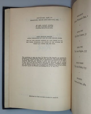 Remembrance Rock, an author's presentation copy compellingly inscribed by Carl Sandburg in the year of publication to his close friend and fellow poet, Tom Ferril