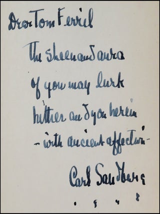 Remembrance Rock, an author's presentation copy compellingly inscribed by Carl Sandburg in the year of publication to his close friend and fellow poet, Tom Ferril