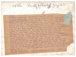 WINSTON CHURCHILL, BRITAIN'S MAN OF ACTION - An original press photograph from the first days of the Second World War of 30-year-old Winston S. Churchill, captioned and circulated on 5 September 1939, two days after Britain declared war on Nazi Germany and Churchill was re-appointed First Lord of the Admiralty