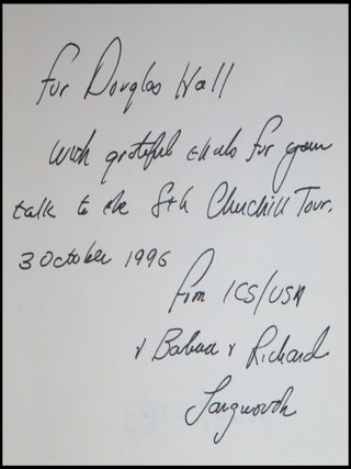 The Dream, a publisher's presentation "proof copy" of the seventy-five specially prepared for members of the Churchill family in celebration of the one-hundred twentieth anniversary of the birth of Sir Winston Churchill, inscribed by the editor and publisher, Richard Langworth, and his wife in 1996