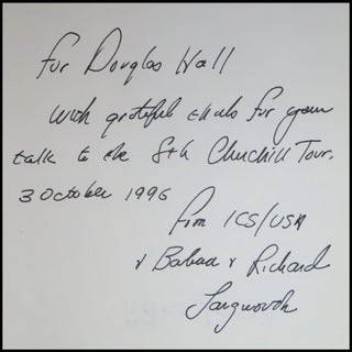 The Dream, a publisher's presentation "proof copy" of the seventy-five specially prepared for members of the Churchill family in celebration of the one-hundred twentieth anniversary of the birth of Sir Winston Churchill, inscribed by the editor and publisher, Richard Langworth, and his wife in 1996