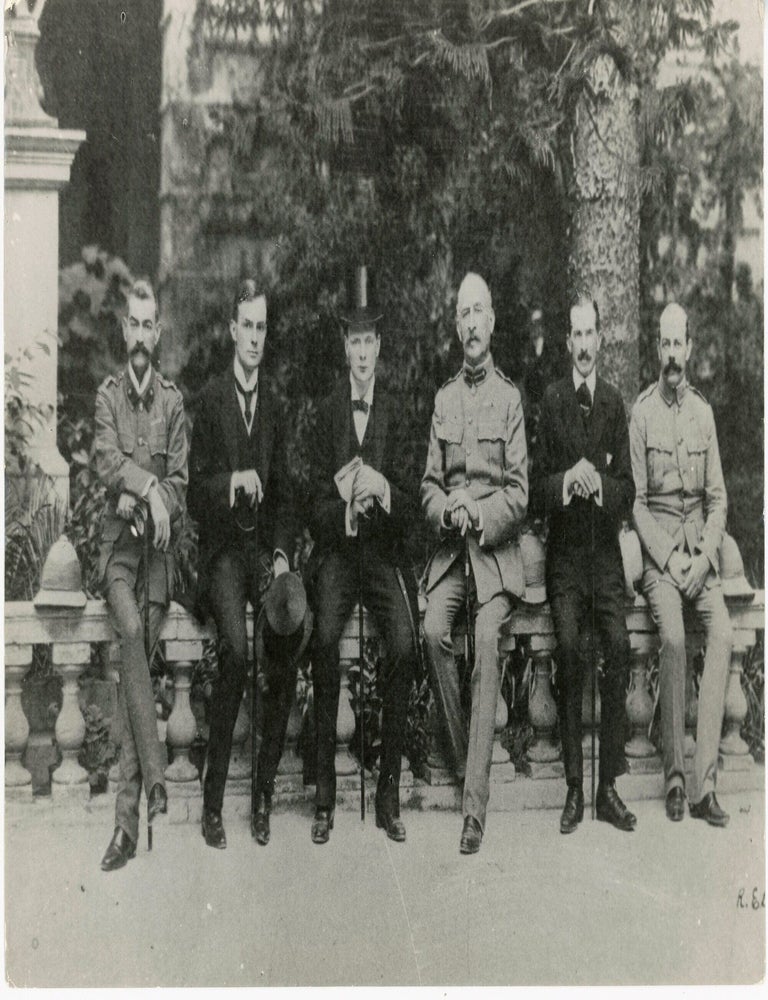 A 1907 photograph of Winston S. Churchill on the grounds of the Grandmaster's Palace in...