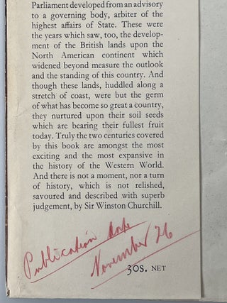 A History of the English-Speaking Peoples, a full set of four publisher's proof copies, all four volumes retaining their original proof copy dust jackets