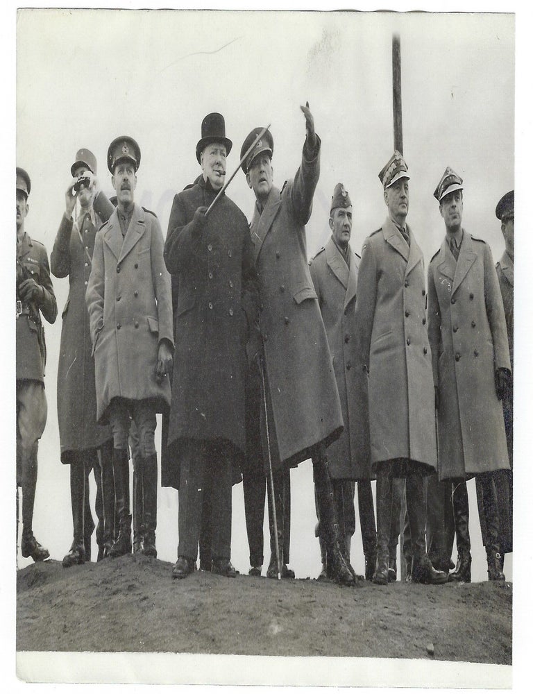 A wartime British Official War Office press photograph of Prime Minister Winston S. Churchill,...