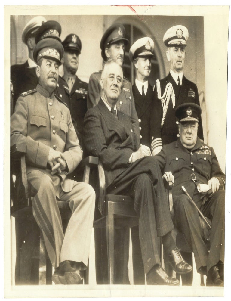 An original Second World War press photograph featuring British Prime Minister Winston S....